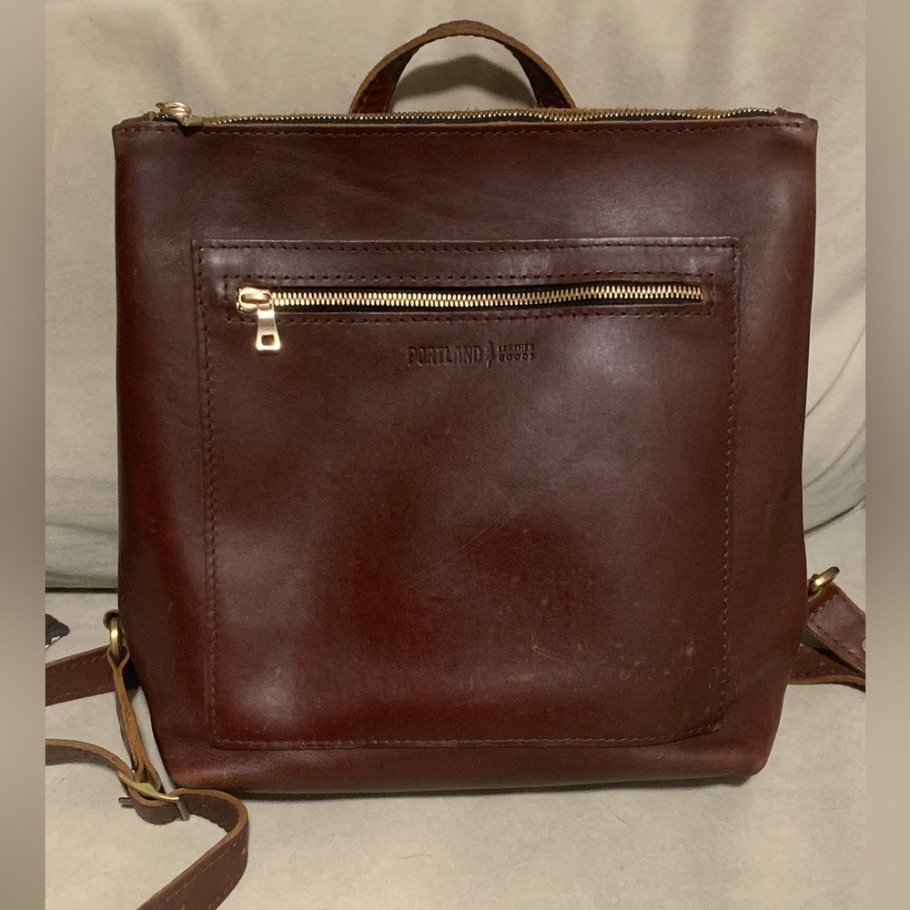 Portland Leather Dark Brown Tote Backpack “The Classic” Size